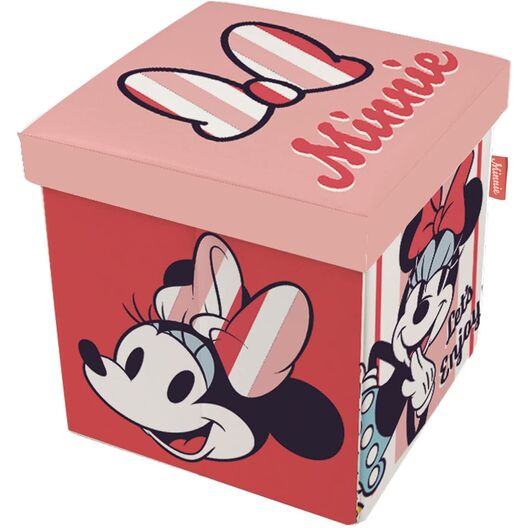 Taburete contenedor de Minnie Mouse Stripes 30x30x30cm