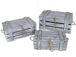 Set 3 cajas de madera con tapa Reims