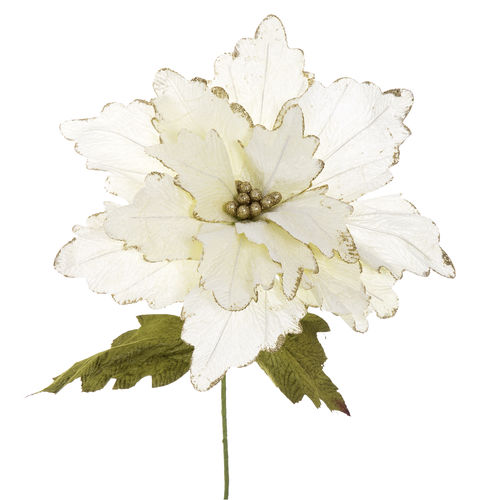 Flor Navidad artificial tejido crema 76 x 65 cm