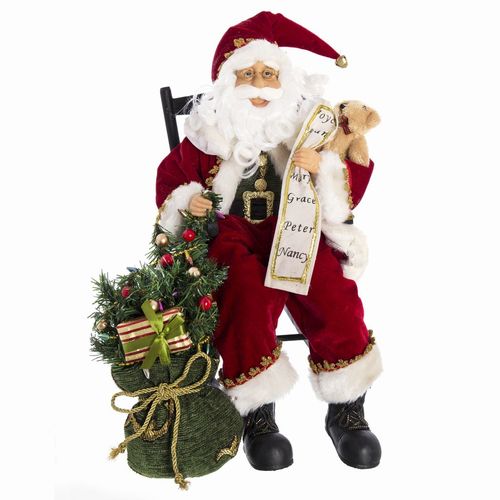 Figura Papá Noel Navidad plástico y tejido 34 x 23 x 43 cm
