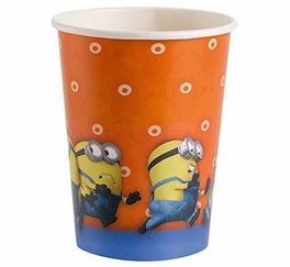 Pack 8 vasos de cartón 266ml Minions