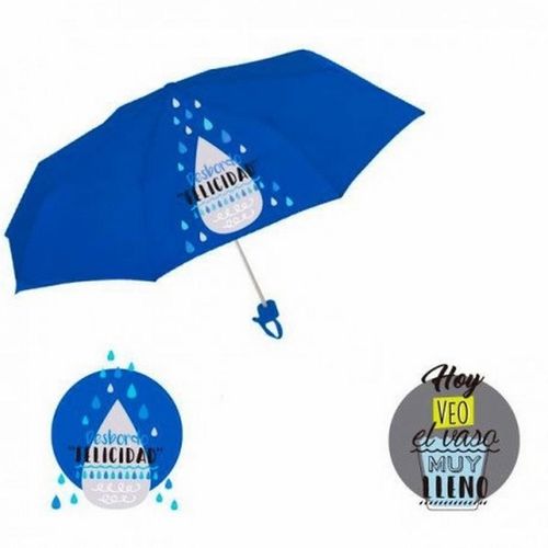 Paraguas plegable con mesaje GRIS "Veo el vaso muy lleno"
