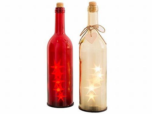 Botella cristal Led roja 8 x 8 x 27.5 cm