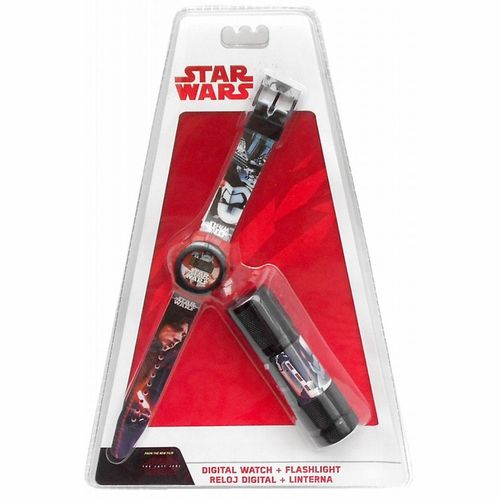 Set reloj digital y linterna Star Wars