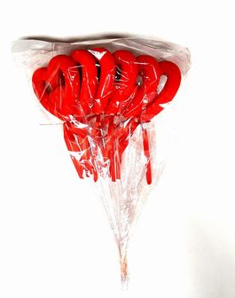Pack 6 corazones con palo 37 cm