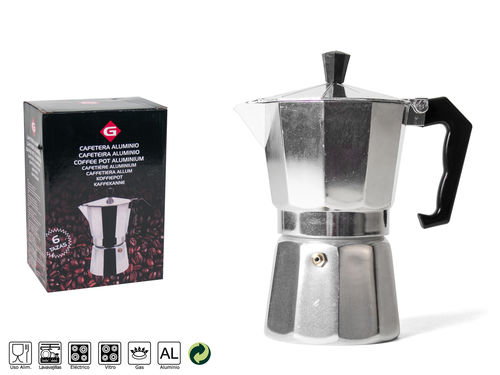 Cafetera clásica aluminio 6 servicios