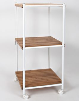 Estantería ruedas 3 alturas bambú acero 30 x 33 x 71 cm