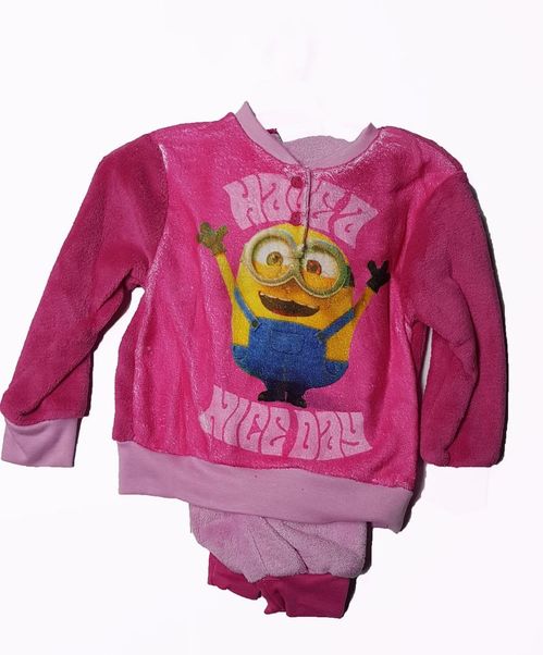 Pijama polar rosa oscuro felpa los Minions 2 años