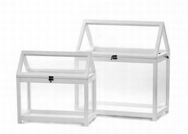 Juego de 2 invernaderos triangulares blancos