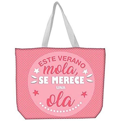 Bolsa playa Baggy "Este verano mola se merece una ola" 52 x 40 cm