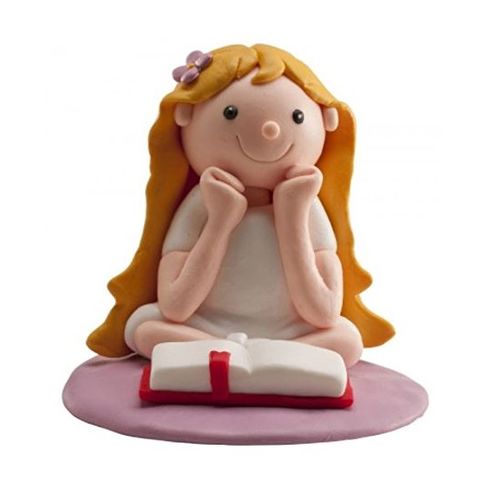 Figura comunión niña leyendo Clay 8cm