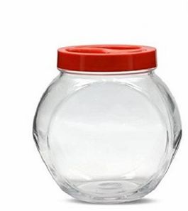 Tarro cristal con tapa roja 10 x 16 x 16,5 cm