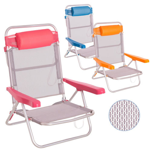 Silla 4 posiciones con cojín aluminio 61x47x80cm naranja