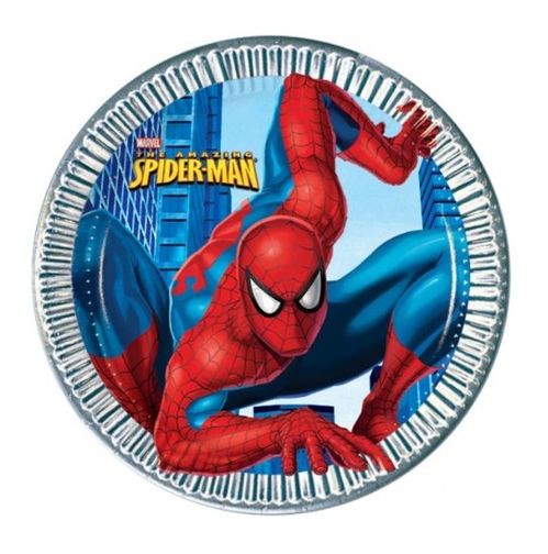 Pack 8 platos de cartn Spiderman 23 cm