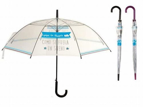 Paraguas automtico transparente "Vive la lluvia como si fuera un sueo"