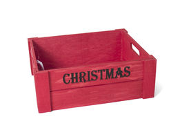 Caja madera navidad roja 32 x 26 x 12 cm