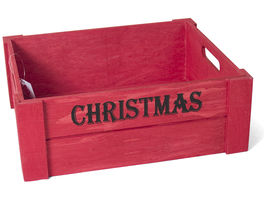 Caja madera navidad roja 36 x 30 x 13 cm