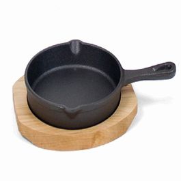 Sartén pizarra con bandeja de madera