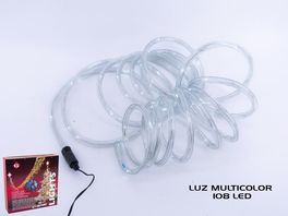 Cordón luminoso multicolor Navidad 10 m 8 funciones 108 LEDs