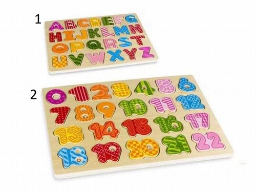 Puzzle de madera con nmeros y letras