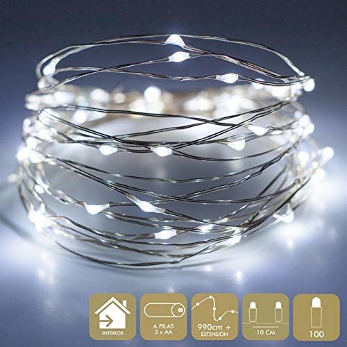 Micro-led 100 luces Navidad metal Blanco