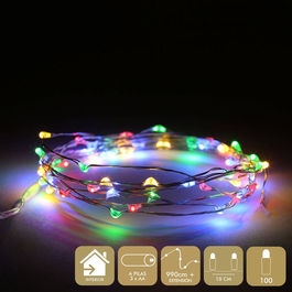 Guirnalda micro-led 100 luces Navidad metal multicolor