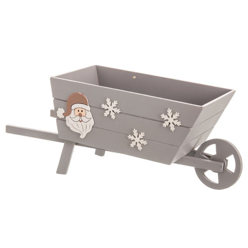 Carretilla madera Navidad Papá Noel 36x12cm