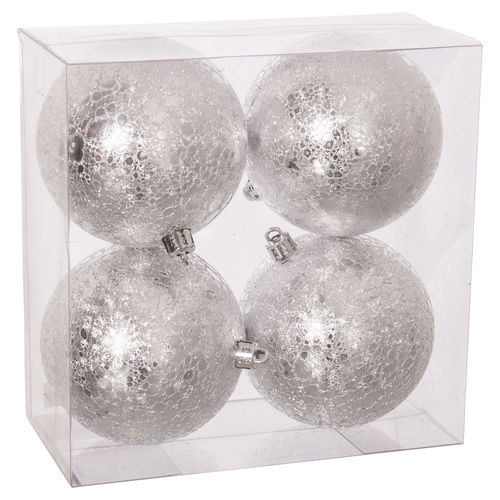 Set 4 bolas de Navidad plata plateadas 8cm