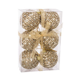 Set 6 bolas Navidad diamantes Oro 6 cm