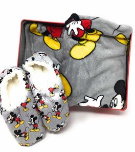 Set caja metálica Mickey zapatillas/calcetines y manta 