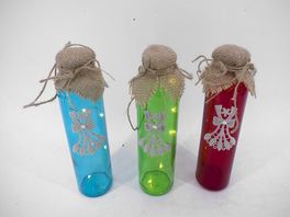 Botella roja 5 leds cálido 19.5 x 5.5 cm