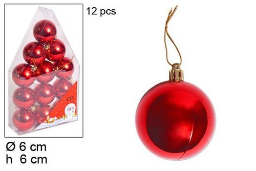 Pack de 12 bolas rojas de Navidad mate