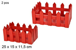 Set de 2 jardineras de madera rojas 25 x 15 x 11.5 cm