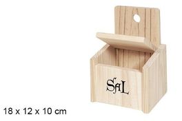 Salero de madera color natural 18 x 12 x 10 cm