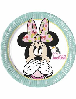Pack 8 platos cartón Minnie Tropical 20 cm