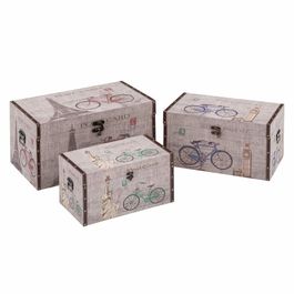 Baúles de Madera tapizados Beige clásicos 67,5 x 36 x 40 cm