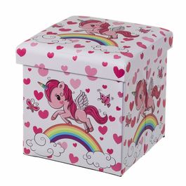 Puff de Unicornio de Madera tapizado Rosa Infantil
