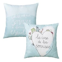 Set 2 Cojines azul Sonrisas 45 x 45 cm