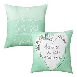 Set 2 Cojines verde Sonrisas 45 x 45 cm