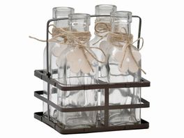 Soporte con 4 botellas cristal Trevol 13 x 13 x 16,5 cm