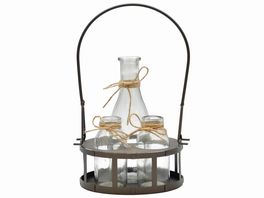 Soporte con 3 botellas cristal 17 x 15 x 26 cm
