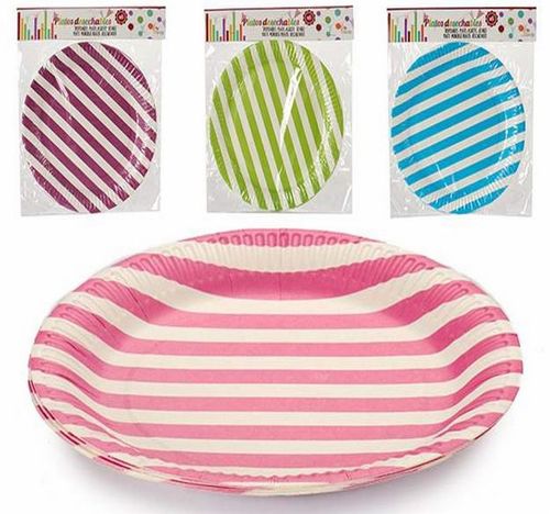 Pack de 6 platos grandes con rayas