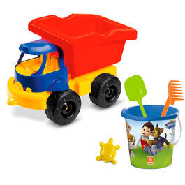 Cubo de playa con camión de la Patrulla Canina