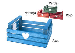 Caja madera decoración hogar "Heart"  29 x 24 x 13 cm Azul