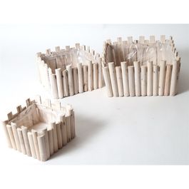 Set 3 Maceteros Square Madera 26 x 26 x 14 cm