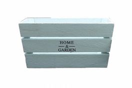 Caja de madera rectangular azul "Home and Garden"