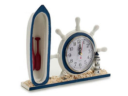 Reloj Madera Timón Con Barca