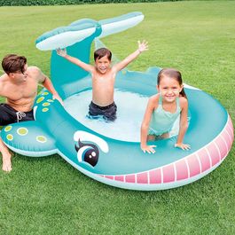 Piscina Hinchable Ballena con aspersor 201x 196 x91 cm