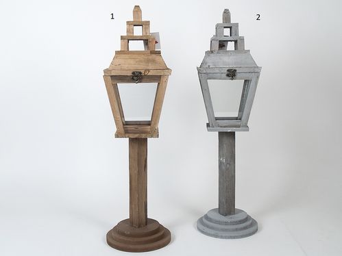 Farol de madera decorativo 18x18x70 cm