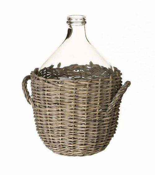 Botella decorativa forrada en mimbre